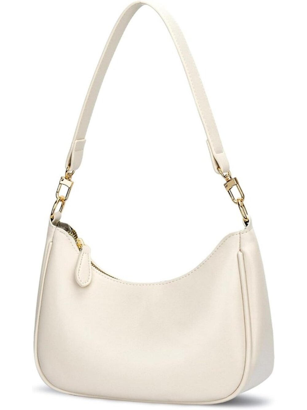 Women's Beige Leather Cute Hobo and Tote Shoulder Bag Retro Clutch With Zipper